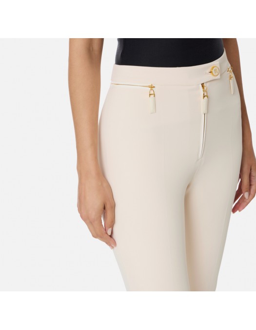 PANTALON ELISABETTA FRANCHI, Fermoare atasate, Alb - PA11956E2DZ9