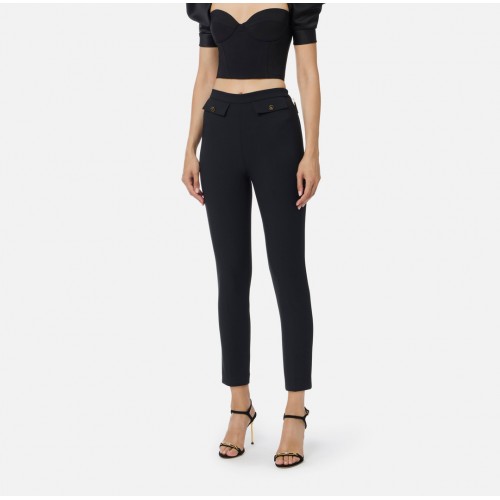 Pantaloni ELISABETTA FRANCHI, Double crêpe trousers, Negru Pantaloni ELISABETTA FRANCHI, Double crêpe trousers, Negru