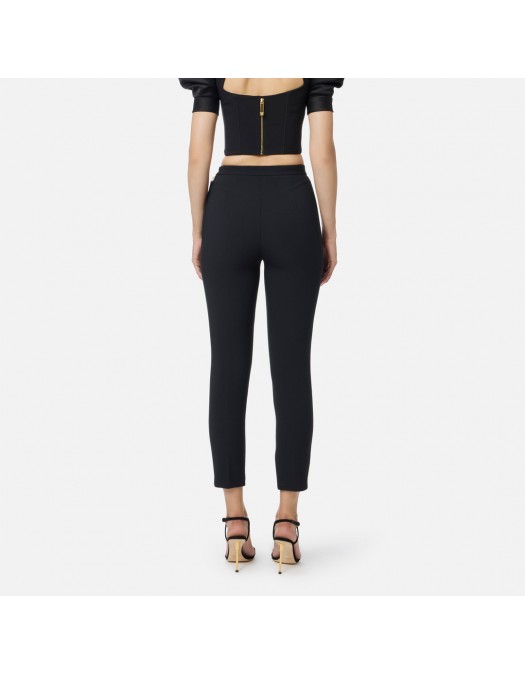 Pantaloni ELISABETTA FRANCHI, Double crêpe trousers, Negru - PA12056E2110 Pantaloni ELISABETTA FRANCHI, Double crêpe trousers, Negru - PA12056E2110
