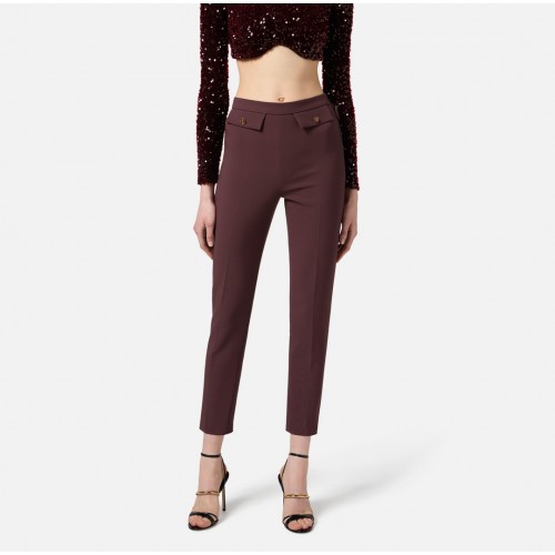PANTALON ELISABETTA FRANCHI, Logo Print, Tailored Fit, Merlot PANTALON ELISABETTA FRANCHI, Logo Print, Tailored Fit, Merlot