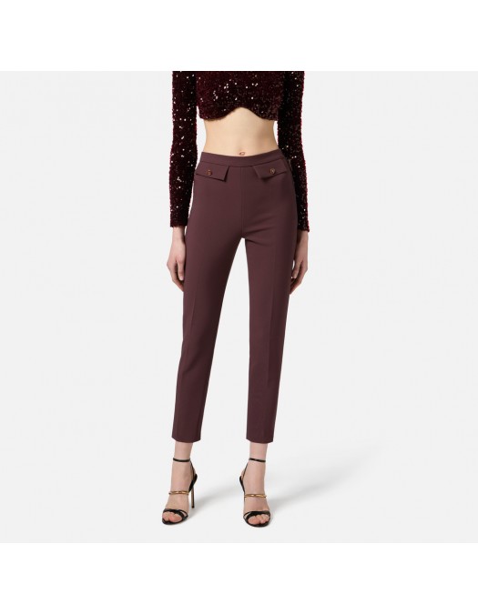PANTALON ELISABETTA FRANCHI, Logo Print, Tailored Fit, Merlot - PA12056E2EA4 PANTALON ELISABETTA FRANCHI, Logo Print, Tailored Fit, Merlot - PA12056E2EA4