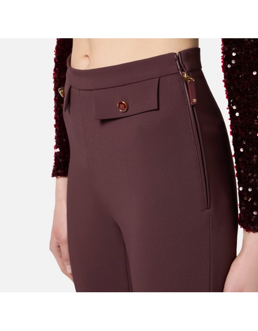 PANTALON ELISABETTA FRANCHI, Logo Print, Tailored Fit, Merlot - PA12056E2EA4 PANTALON ELISABETTA FRANCHI, Logo Print, Tailored Fit, Merlot - PA12056E2EA4