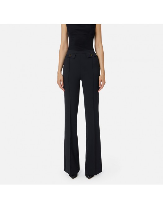PANTALON ELISABETTA FRANCHI, Nasturi cu logo, Negru - PA12156E2110 PANTALON ELISABETTA FRANCHI, Nasturi cu logo, Negru - PA12156E2110