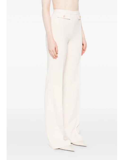 PANTALON ELISABETTA FRANCHI, Nasturi cu logo, Cream - PA12156E2DZ9