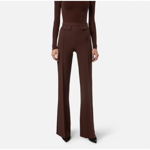PANTALON ELISABETTA FRANCHI, Nasturi cu logo, Coffee PANTALON ELISABETTA FRANCHI, Nasturi cu logo, Coffee