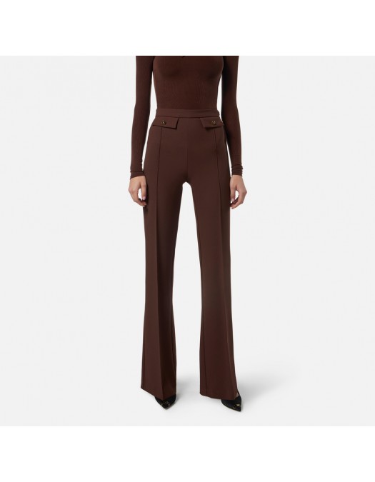 PANTALON ELISABETTA FRANCHI, Nasturi cu logo, Coffee - PA12156E2EA3 PANTALON ELISABETTA FRANCHI, Nasturi cu logo, Coffee - PA12156E2EA3