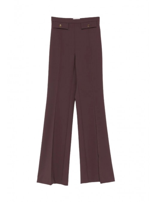 PANTALON ELISABETTA FRANCHI, Nasturi cu logo, Brown - PA12156E2EA4