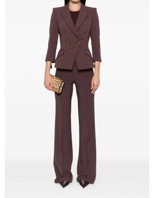 PANTALON ELISABETTA FRANCHI, Nasturi cu logo, Brown - PA12156E2EA4