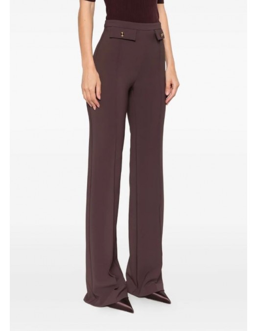PANTALON ELISABETTA FRANCHI, Nasturi cu logo, Brown - PA12156E2EA4
