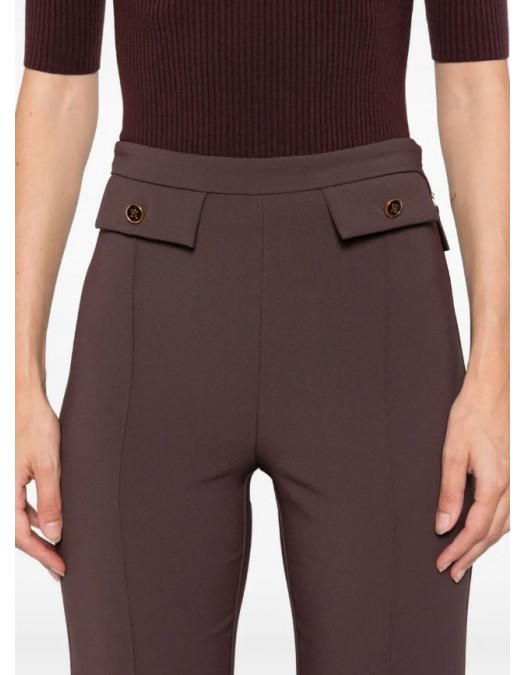 PANTALON ELISABETTA FRANCHI, Nasturi cu logo, Brown - PA12156E2EA4