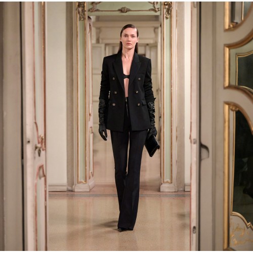 PANTALON ELISABETTA FRANCHI, Fermoar frontal cu logo, Negru PANTALON ELISABETTA FRANCHI, Fermoar frontal cu logo, Negru