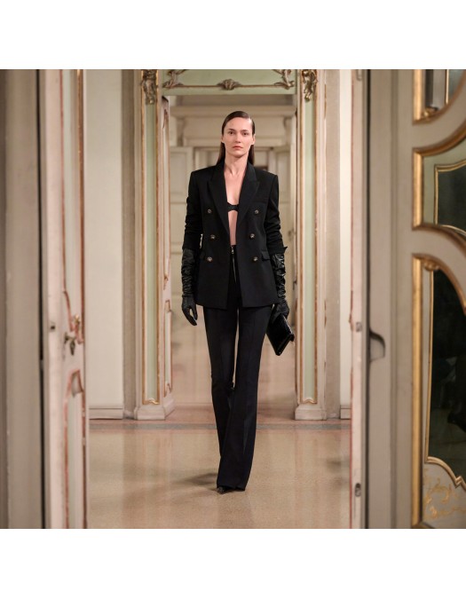 PANTALON ELISABETTA FRANCHI, Fermoar frontal cu logo, Negru - PA12256E2110