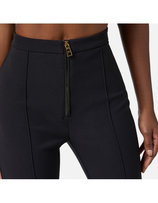 PANTALON ELISABETTA FRANCHI, Fermoar frontal cu logo, Negru - PA12256E2110