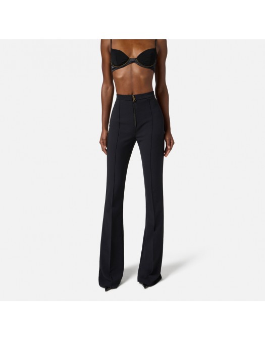 PANTALON ELISABETTA FRANCHI, Fermoar frontal cu logo, Negru - PA12256E2110