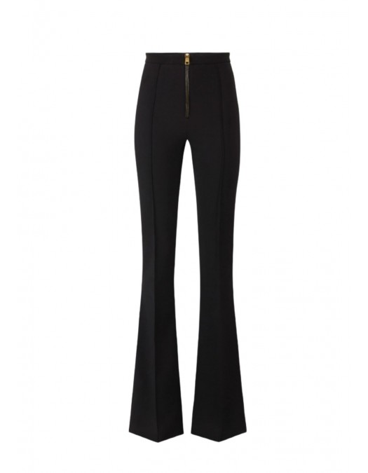 PANTALON ELISABETTA FRANCHI, Fermoar frontal cu logo, Negru - PA12256E2110