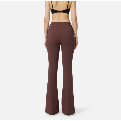 PANTALON ELISABETTA FRANCHI, Fermoar frontal cu logo, Coffee PANTALON ELISABETTA FRANCHI, Fermoar frontal cu logo, Coffee