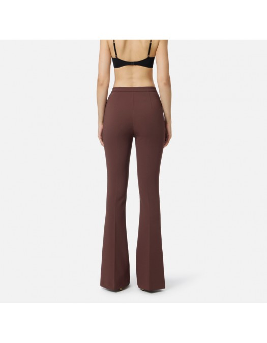 PANTALON ELISABETTA FRANCHI, Fermoar frontal cu logo, Coffee - PA12256E2EA3 PANTALON ELISABETTA FRANCHI, Fermoar frontal cu logo, Coffee - PA12256E2EA3