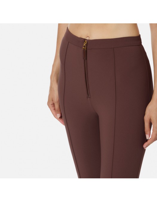PANTALON ELISABETTA FRANCHI, Fermoar frontal cu logo, Coffee - PA12256E2EA3 PANTALON ELISABETTA FRANCHI, Fermoar frontal cu logo, Coffee - PA12256E2EA3