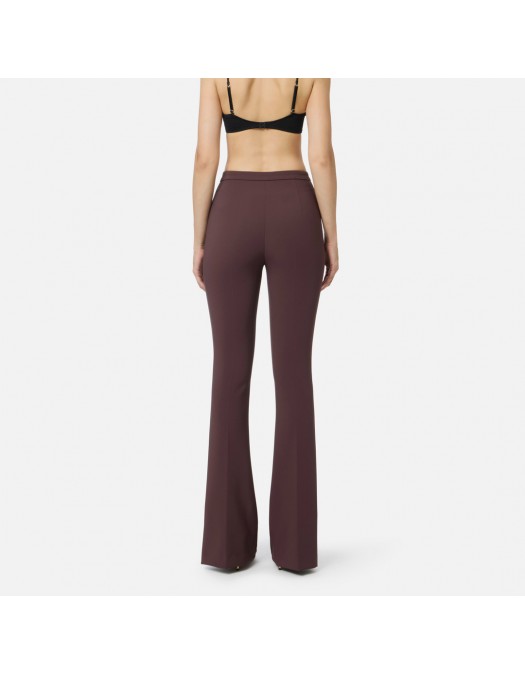 PANTALON ELISABETTA FRANCHI, Fermoar frontal cu logo, Brown - PA12256E2EA4