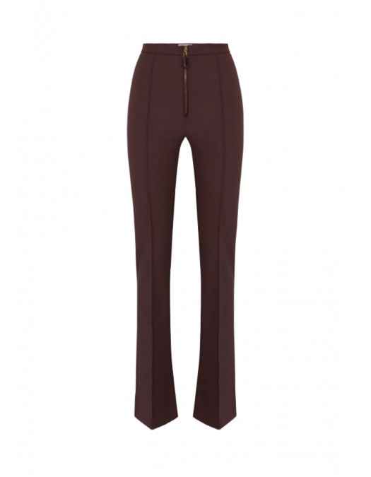 PANTALON ELISABETTA FRANCHI, Fermoar frontal cu logo, Brown - PA12256E2EA4