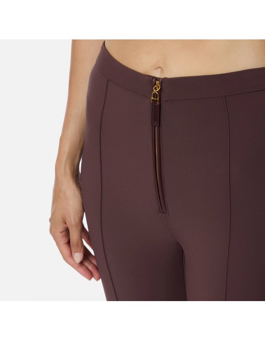 PANTALON ELISABETTA FRANCHI, Fermoar frontal cu logo, Brown - PA12256E2EA4