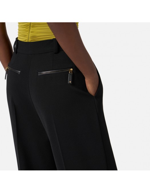PANTALON ELISABETTA FRANCHI, Buzunare atasata, Oversized Fit, Negru - PA12456E2110