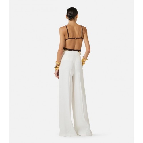 Pantaloni ELISABETTA FRANCHI, Linen-blend trousers with straps