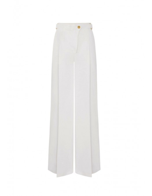 Pantaloni ELISABETTA FRANCHI, Linen-blend trousers with straps - PA12762E2360