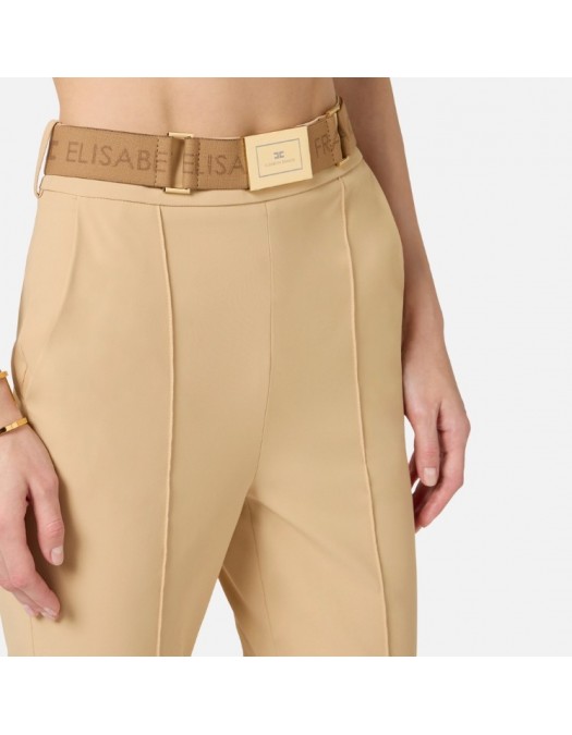 Pantaloni ELISABETTA FRANCHI, Trousers in technical bi-elastic fabric with belt - PA13261E2470