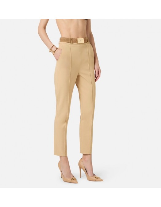 Pantaloni ELISABETTA FRANCHI, Trousers in technical bi-elastic fabric with belt - PA13261E2470