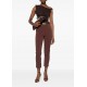 Pantaloni ELISABETTA FRANCHI, Trousers in technical bi-elastic fabric with belt, Maro - PA13261E2644