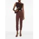 Pantaloni ELISABETTA FRANCHI, Trousers in technical bi-elastic fabric with belt, Maro - PA13261E2644