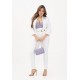 Pantaloni ELISABETTA FRANCHI, double layer stretch crêpe fabric with elastic straps, Alb - PA15861E2360