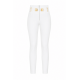 Pantaloni ELISABETTA FRANCHI, double layer stretch crêpe fabric with elastic straps, Alb - PA15861E2360