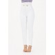 Pantaloni ELISABETTA FRANCHI, double layer stretch crêpe fabric with elastic straps, Alb - PA15861E2360
