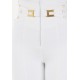 Pantaloni ELISABETTA FRANCHI, double layer stretch crêpe fabric with elastic straps, Alb - PA15861E2360