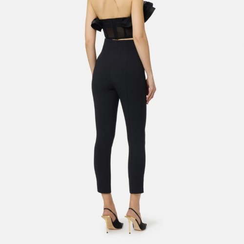 Pantaloni ELISABETTA FRANCHI, Trousers in double layer stretch crêpe fabric with logo details