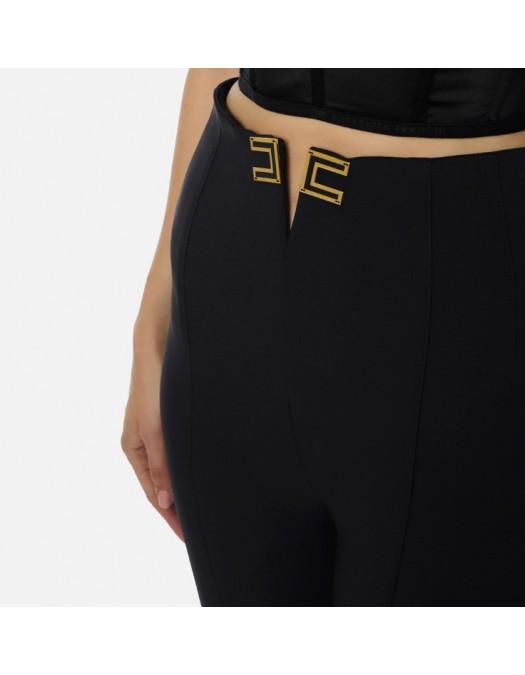 Pantaloni ELISABETTA FRANCHI, Trousers in double layer stretch crêpe fabric with logo details - PA16361E2110