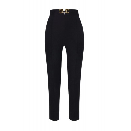 Pantaloni ELISABETTA FRANCHI, Trousers in double layer stretch crêpe fabric with logo details