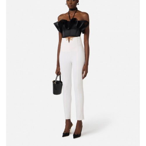 Pantaloni ELISABETTA FRANCHI,Trousers in double layer stretch crêpe fabric with logo details