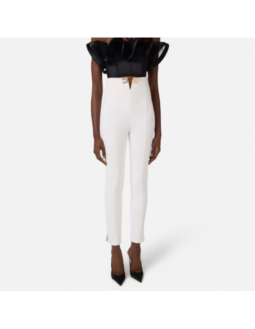 Pantaloni ELISABETTA FRANCHI,Trousers in double layer stretch crêpe fabric with logo details - PA16361E2360