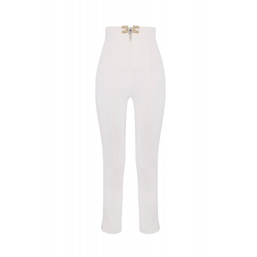 Pantaloni ELISABETTA FRANCHI,Trousers in double layer stretch crêpe fabric with logo details