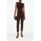 Pantaloni ELISABETTA FRANCHI, double layer stretch crêpe fabric with logo details, Maro - PA16361E2644