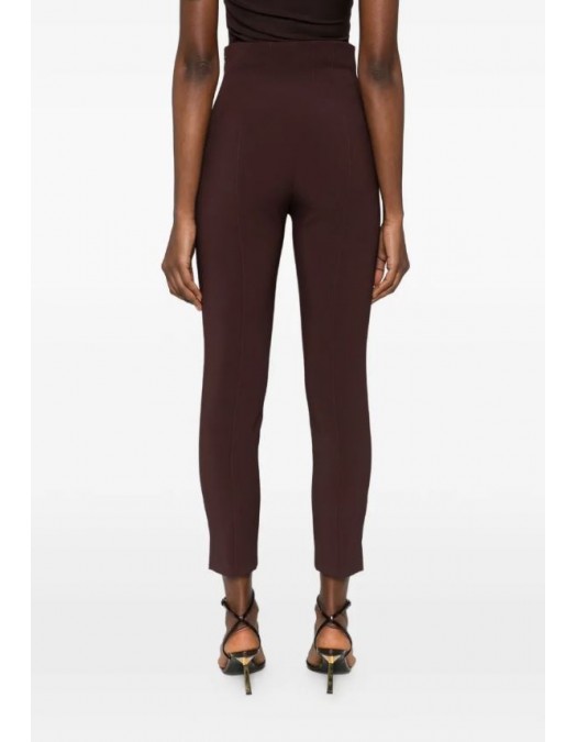 Pantaloni ELISABETTA FRANCHI, double layer stretch crêpe fabric with logo details, Maro - PA16361E2644