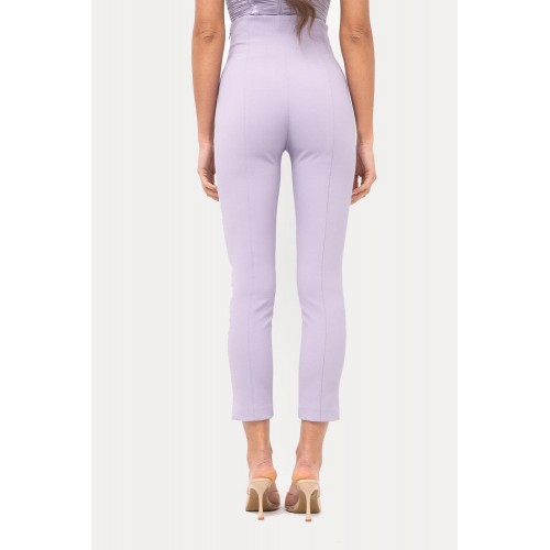 Pantaloni ELISABETTA FRANCHI, double layer stretch crêpe fabric with logo details, Lila