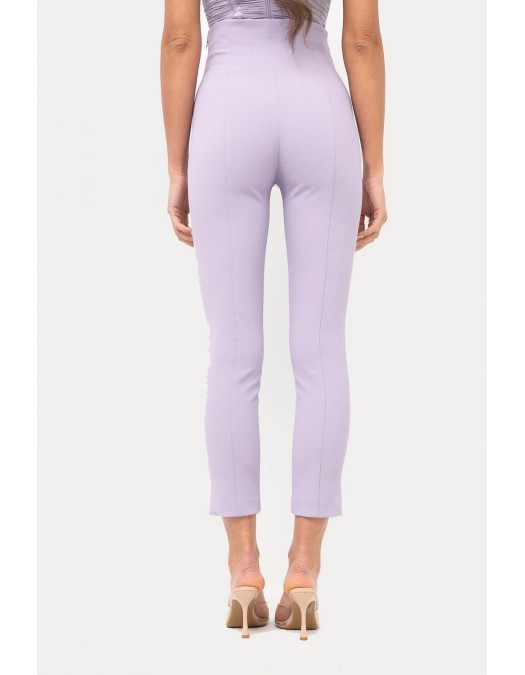 Pantaloni ELISABETTA FRANCHI, double layer stretch crêpe fabric with logo details, Lila - PA16361E2EV7