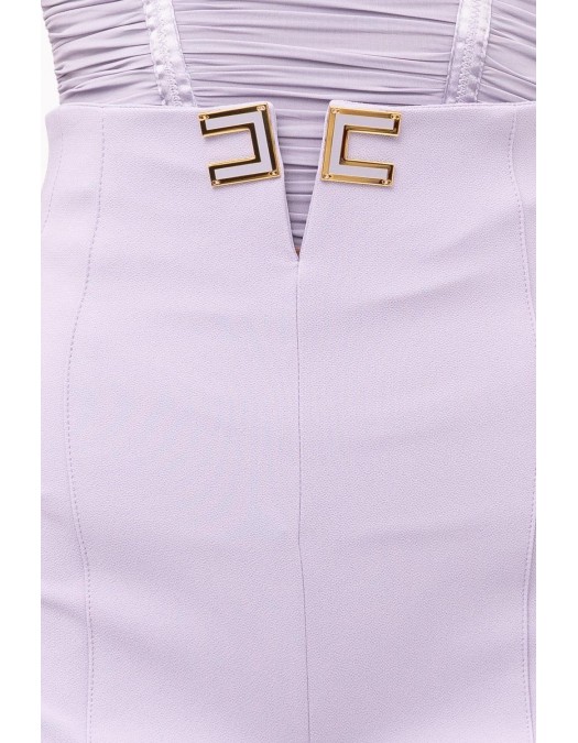 Pantaloni ELISABETTA FRANCHI, double layer stretch crêpe fabric with logo details, Lila - PA16361E2EV7