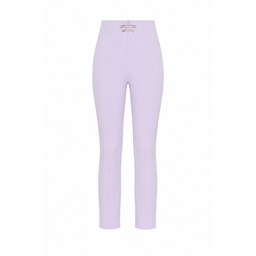 Pantaloni ELISABETTA FRANCHI, double layer stretch crêpe fabric with logo details, Lila