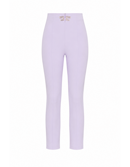 Pantaloni ELISABETTA FRANCHI, double layer stretch crêpe fabric with logo details, Lila - PA16361E2EV7