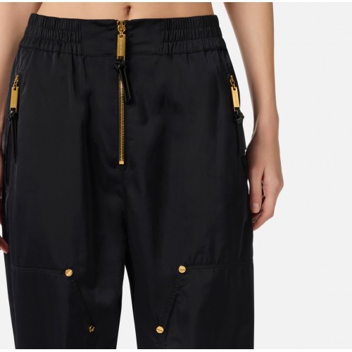 Pantaloni ELISABETTA FRANCHI,  voile fabric, Negru